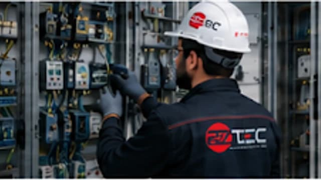 AZtec technician assembling control panel cabinet wiring in factory facility